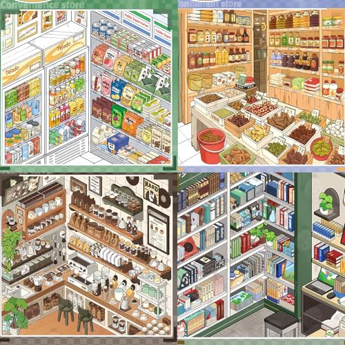 Ronlor 10 Sets 3D Sticker Scene Book for Adults - DIY Shelf Organizing Stickers with Tweezers, Colorful PET Scenes (Style 11)