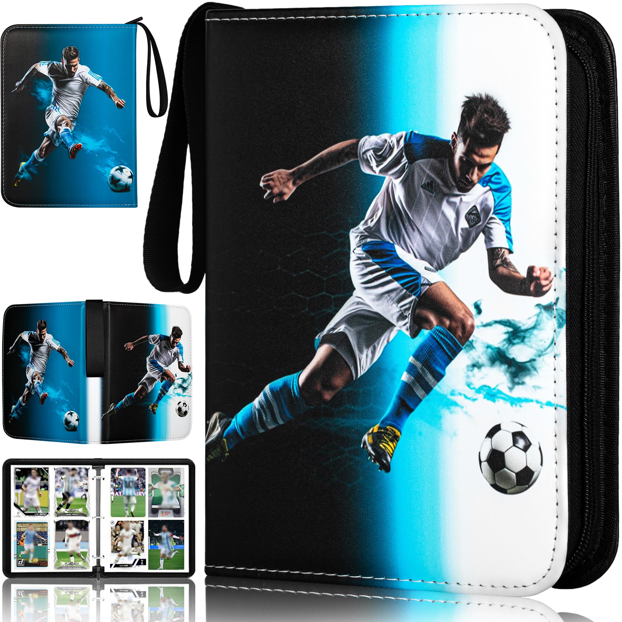 RONMONG Soccer Card Binder 2025-2026 - 440-Pocket PU Leather Album with Sleeves for Trading Cards, Gift for Collectors