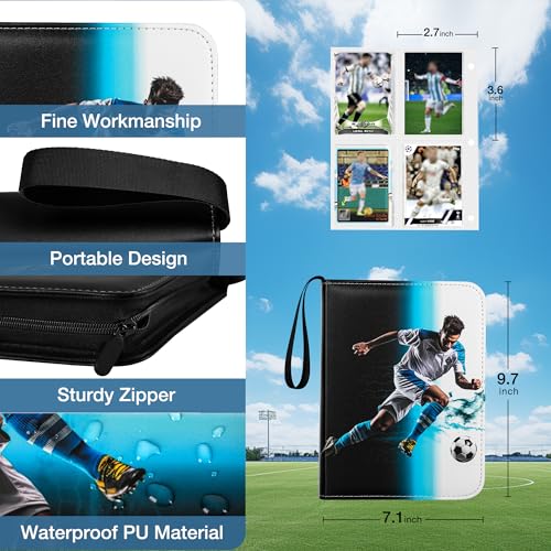 RONMONG Soccer Card Binder 2025-2026 - 440-Pocket PU Leather Album with Sleeves for Trading Cards, Gift for Collectors