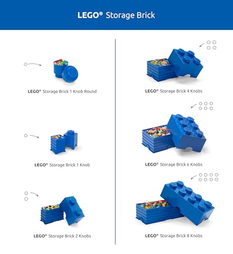Room Copenhagen LEGO Brick Box - Stackable Storage Container, Bright Red, 4.92 x 4.92 x 7.09 in.
