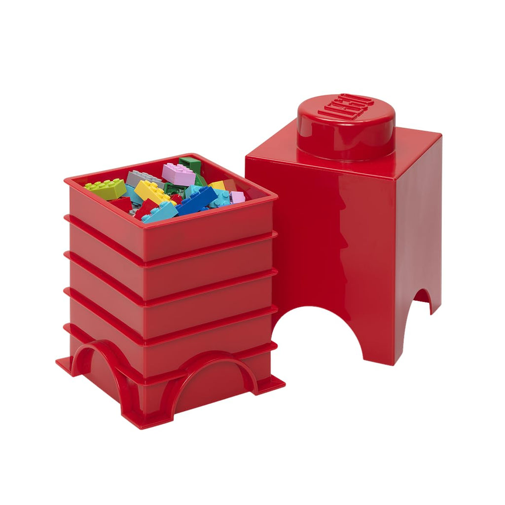 Room Copenhagen LEGO Brick Box - Stackable Storage Container, Bright Red, 4.92 x 4.92 x 7.09 in.