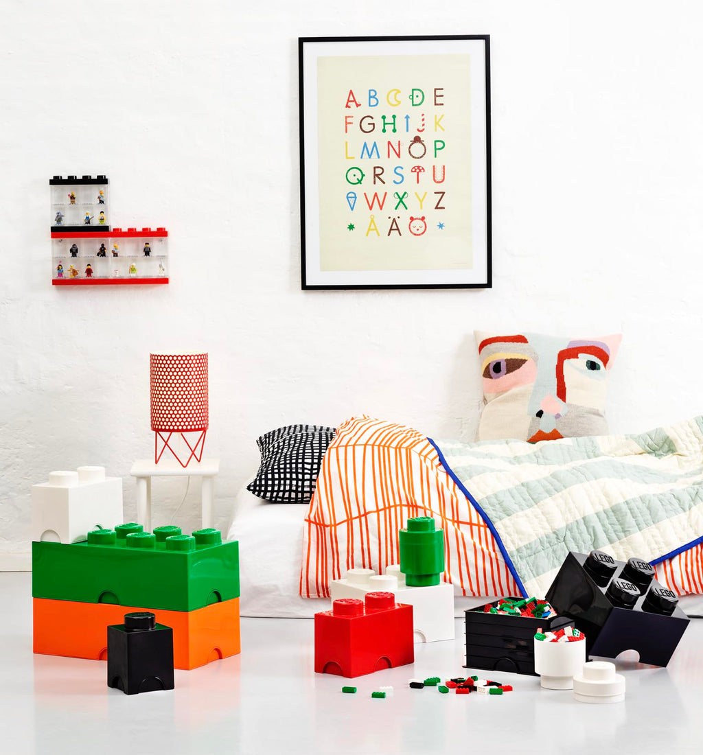 Room Copenhagen LEGO Brick Box - Stackable Storage Container, Bright Red, 4.92 x 4.92 x 7.09 in.