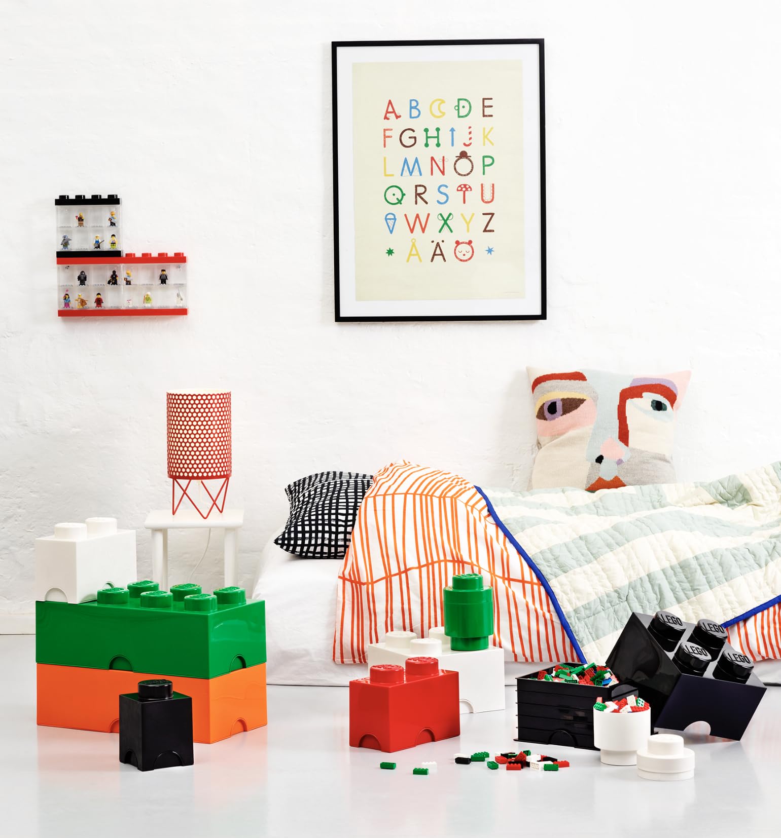 Room Copenhagen LEGO Brick Box - Stackable Storage Container, Bright Red, 4.92 x 4.92 x 7.09 in.