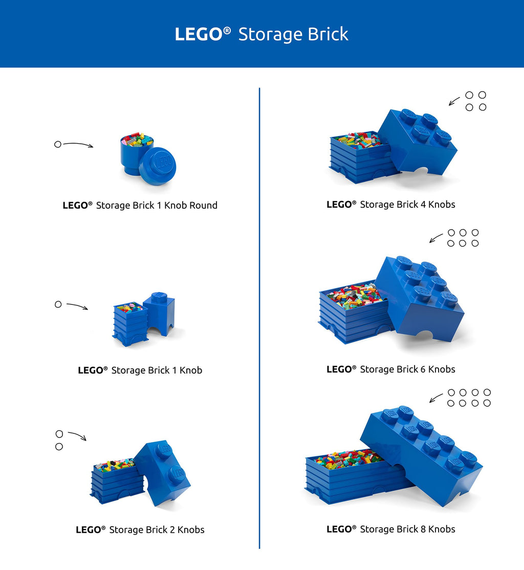 Room Copenhagen LEGO Brick Box - Stackable Storage Container, Bright Red, 4.92 x 4.92 x 7.09 in.
