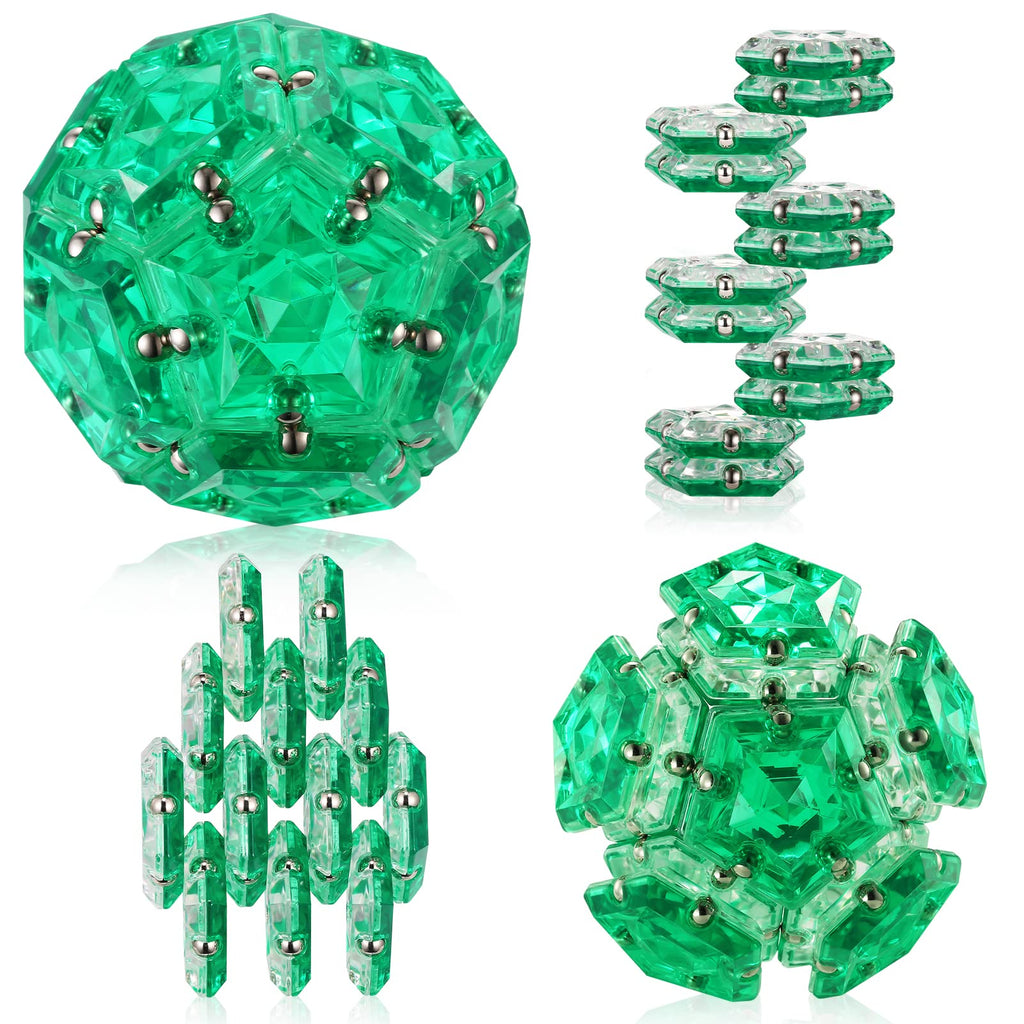 RoomyRoc Magnetic Fidget Sphere - 12 Pentagonal Magnets - Crystal Green - Stress Relief Desk Toy