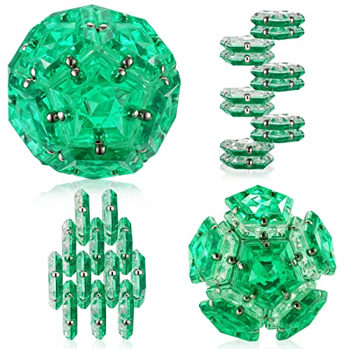 RoomyRoc Magnetic Fidget Sphere - 12 Pentagonal Magnets - Crystal Green - Stress Relief Desk Toy