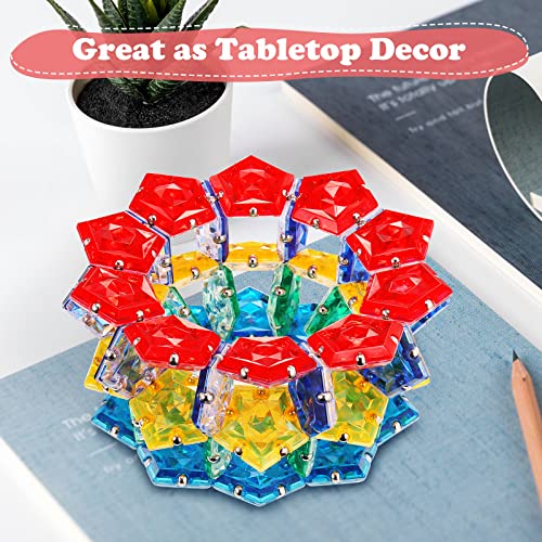 RoomyRoc Magnetic Fidget Sphere – 12 Pentagonal Magnets – Crystal Red – Stress Relief Toy