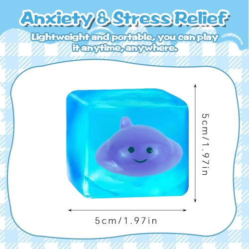 Ropuptl Glow-in-the-Dark Squishy Ball – Manta Ray Blue Sensory Fidget Toy with Ocean Animals