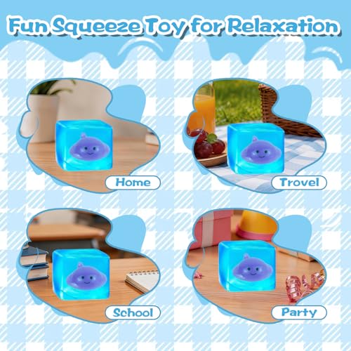 Ropuptl Glow-in-the-Dark Squishy Ball – Manta Ray Blue Sensory Fidget Toy with Ocean Animals