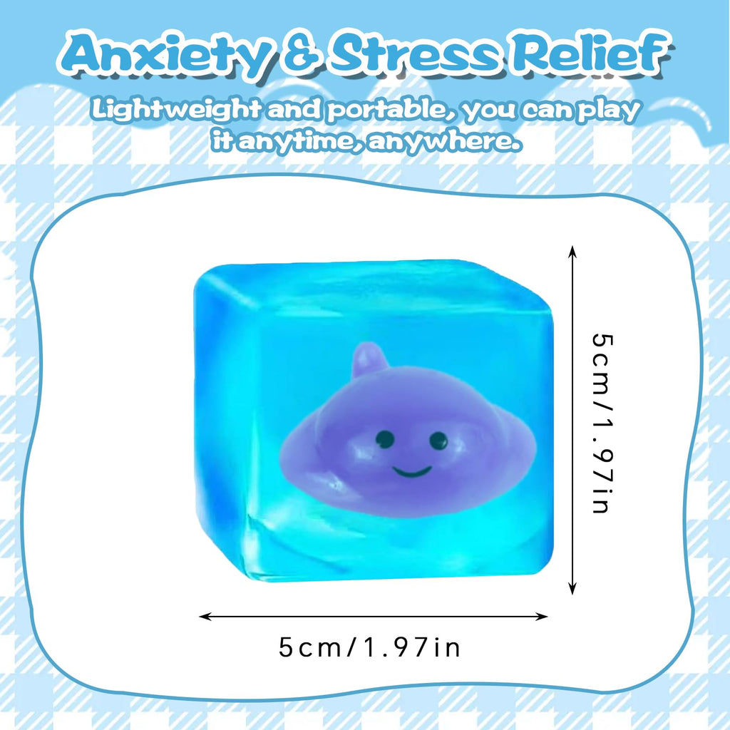 Ropuptl Glow-in-the-Dark Squishy Ball – Manta Ray Blue Sensory Fidget Toy with Ocean Animals