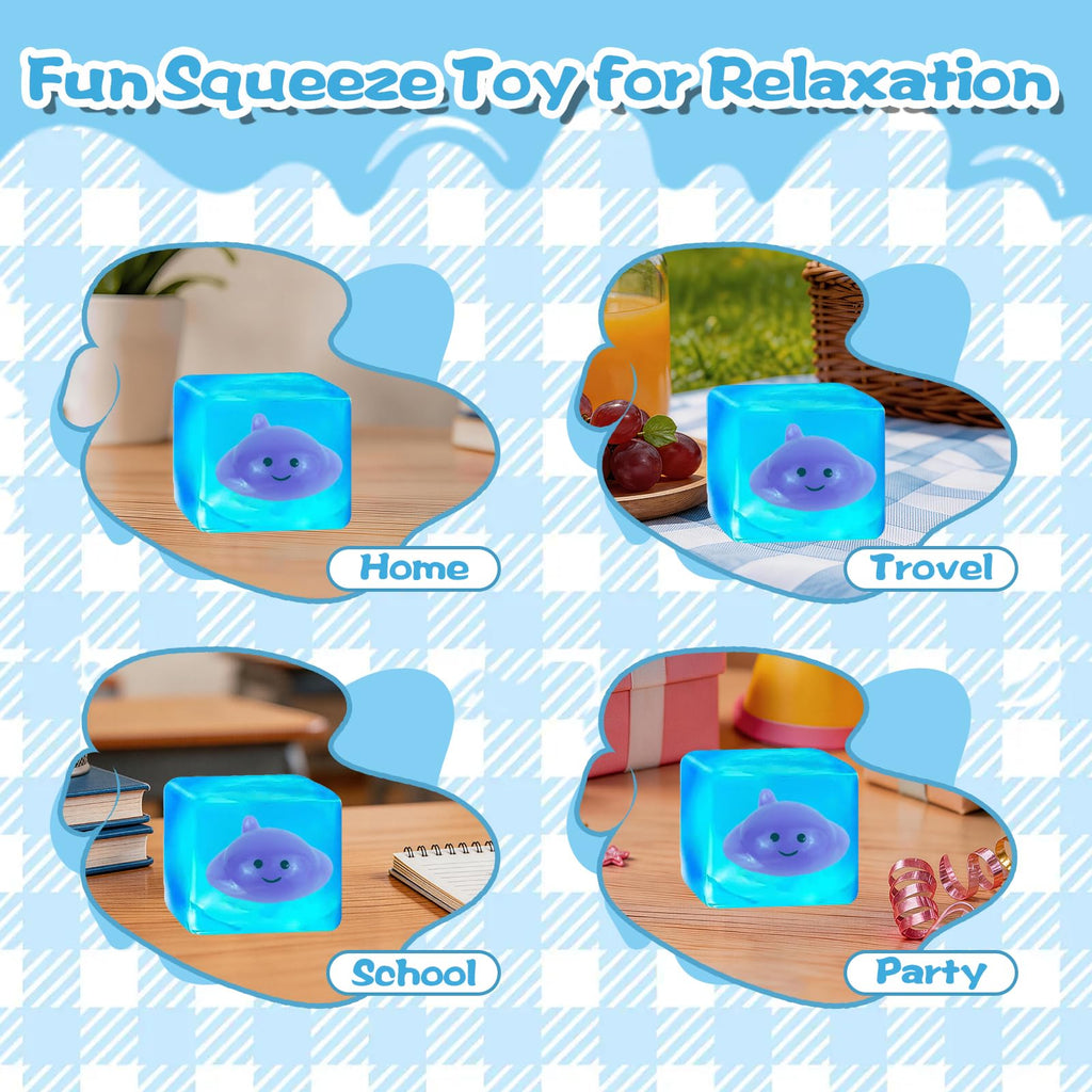 Ropuptl Glow-in-the-Dark Squishy Ball – Manta Ray Blue Sensory Fidget Toy with Ocean Animals
