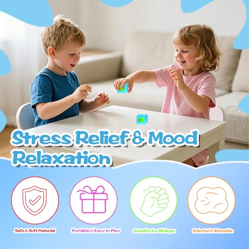 Ropuptl Luminous Blue Stress Reliever: Glow-in-the-Dark Squishy Ball with Octopus Figure, Sensory Fidget Toy