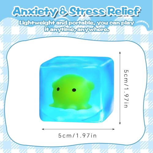 Ropuptl Luminous Blue Stress Reliever: Glow-in-the-Dark Squishy Ball with Octopus Figure, Sensory Fidget Toy