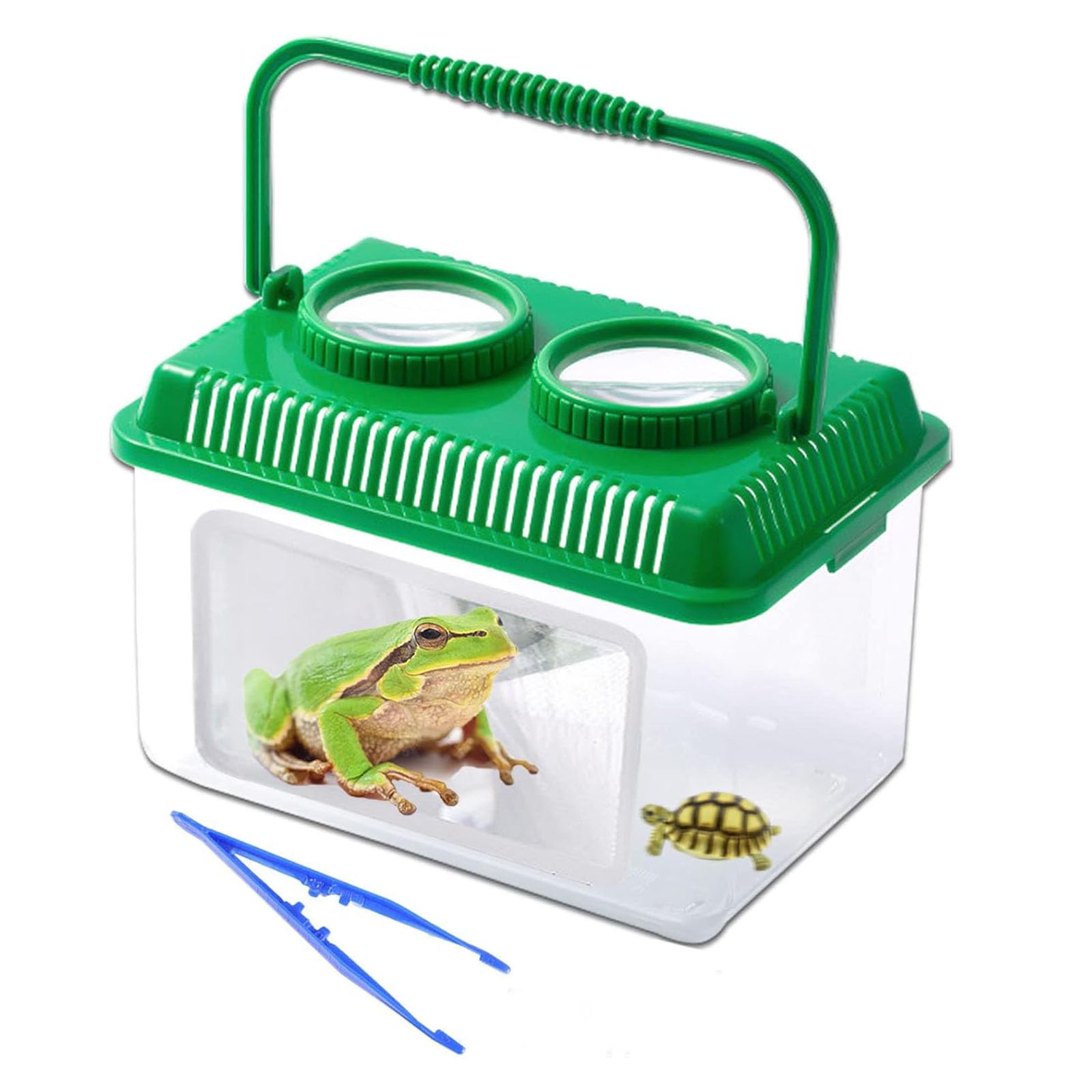 RORANIC Bug Catcher Kit for Kids - Educational Bugnoculars with 5x Magnifier, Tweezers, Ruler - Green