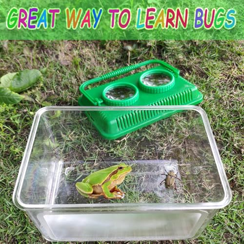 RORANIC Bug Catcher Kit for Kids - Educational Bugnoculars with 5x Magnifier, Tweezers, Ruler - Green