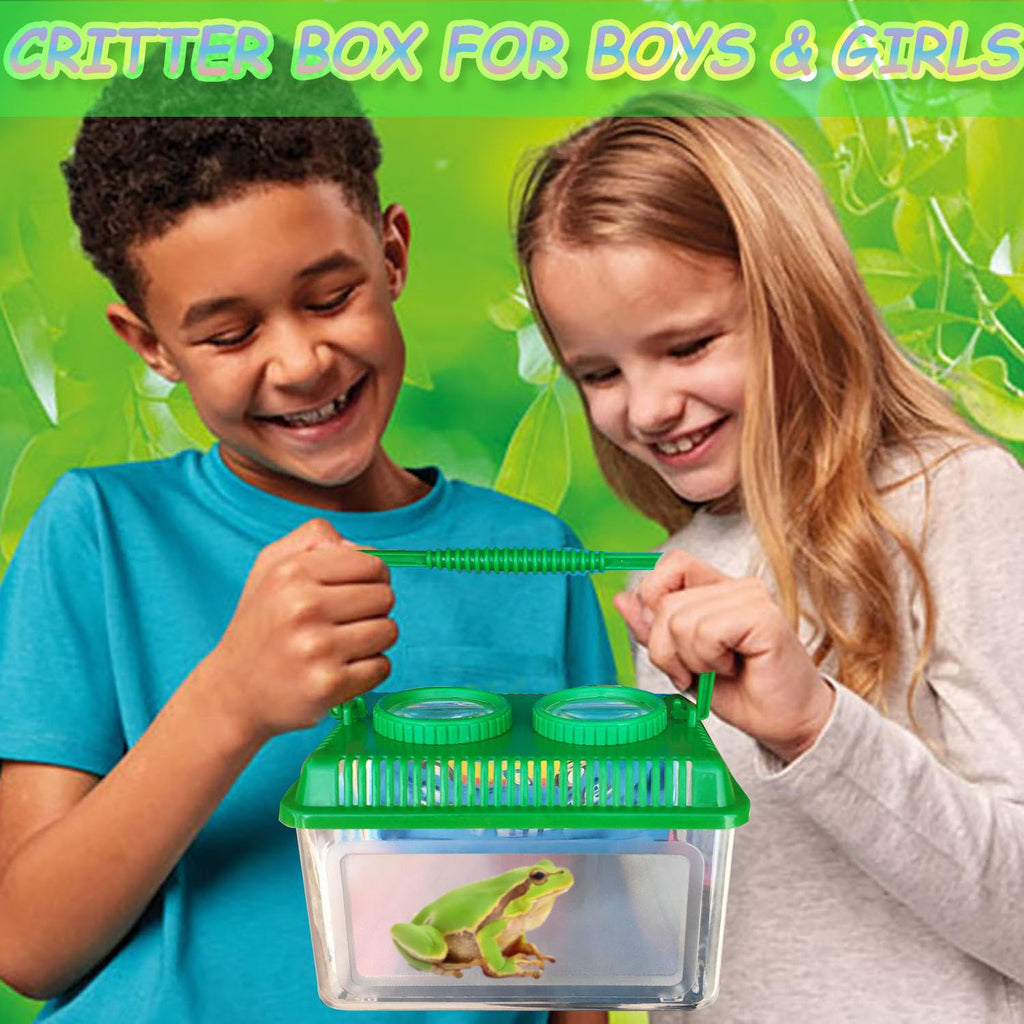 RORANIC Bug Catcher Kit for Kids - Educational Bugnoculars with 5x Magnifier, Tweezers, Ruler - Green