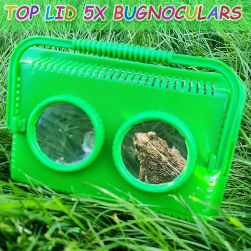 RORANIC Bug Catcher Kit for Kids - Educational Bugnoculars with 5x Magnifier, Tweezers, Ruler - Green