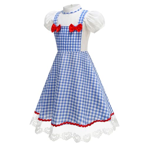 ROSADAGE Blue Plaid Girls Costume for Halloween, Cosplay, and Dress-Up