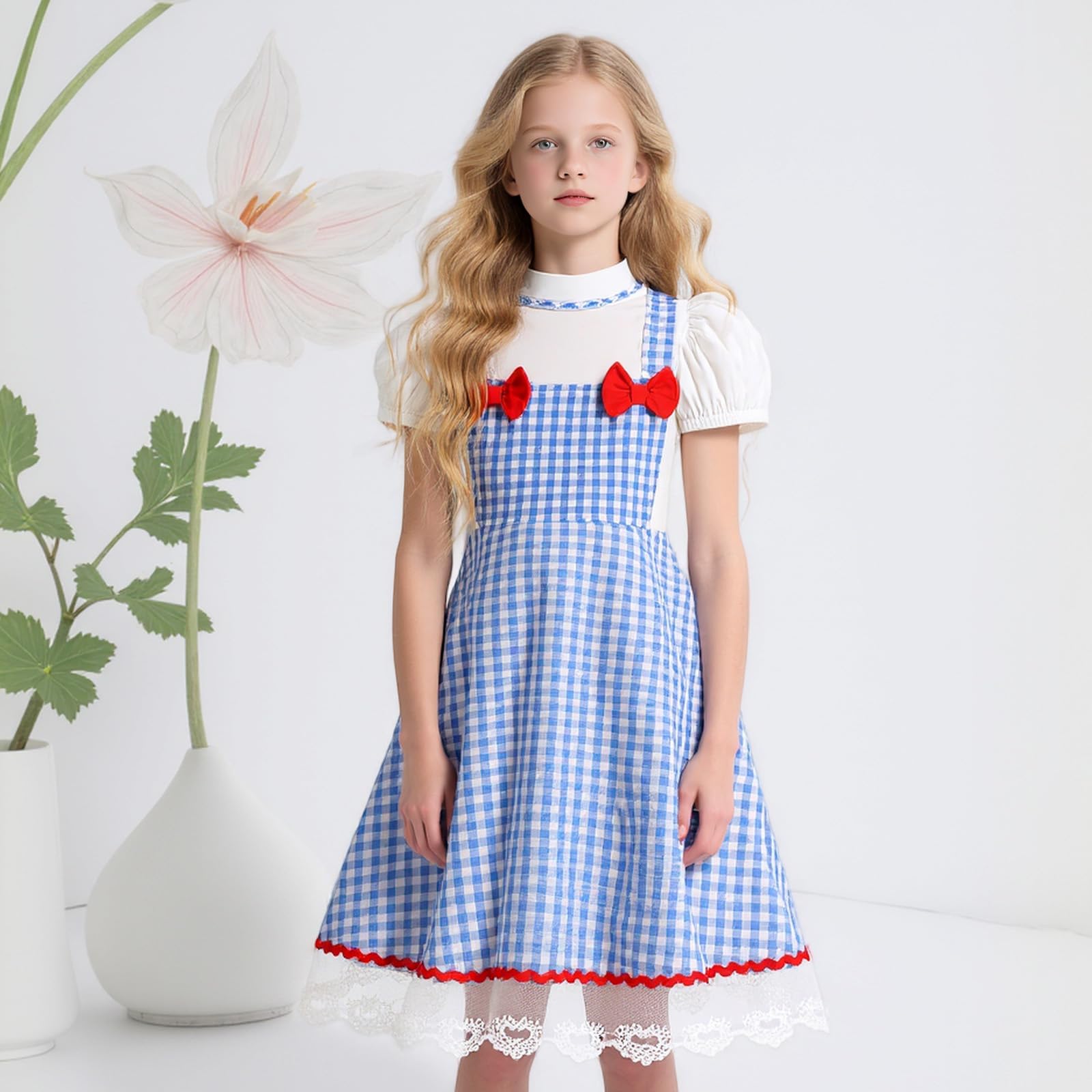 ROSADAGE Blue Plaid Girls Costume for Halloween, Cosplay, and Dress-Up