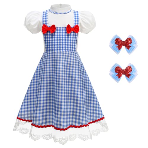 ROSADAGE Blue Plaid Girls Costume for Halloween, Cosplay, and Dress-Up