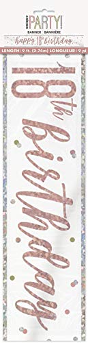 Rose Gold 18th Birthday Banner - 274 cm Glitter Foil Happy Birthday Decor
