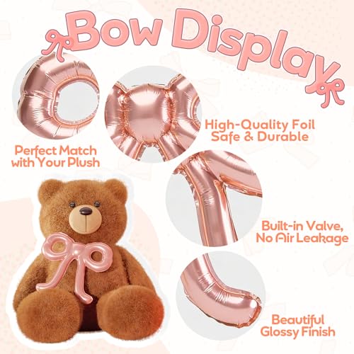 Rose Gold Bow Balloon Arch Kit – 140 Piece White and Pink Balloon Set for Birthday, Baby Shower, Wedding Decorations