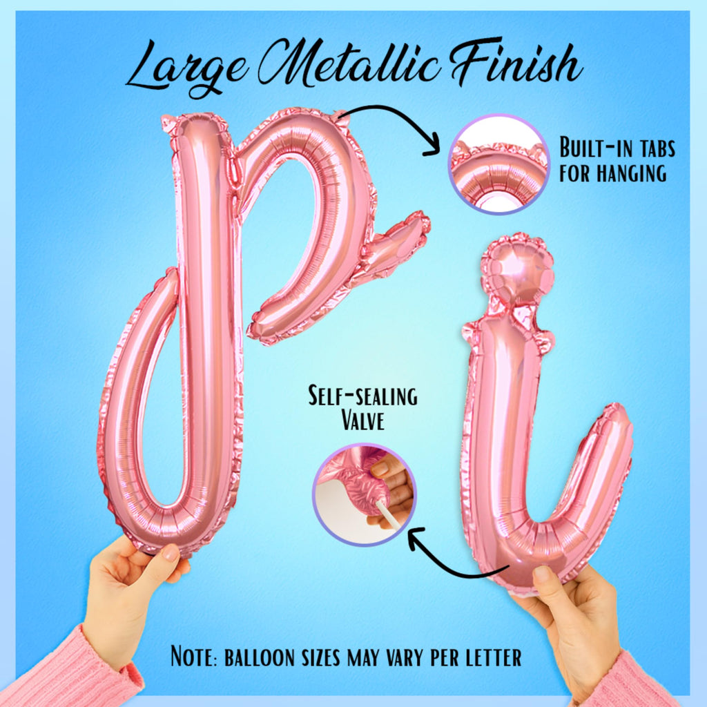 Rose Gold Happy Birthday Balloons Banner - Cursive Foil Letter Sign, Reusable Party Decoration by Gala Supplies