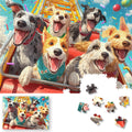 ROSE RAIN 1000 Piece Jigsaw Puzzle for Adults – Cartoon Dogs on Roller Coaster, Thick Dust-Free Board with Letters on Back, Fun Family Game Night Gift