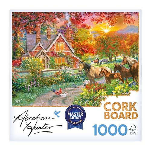 RoseArt Abraham Hunter Homestead 1000 Piece Cork Jigsaw Puzzle for Adults