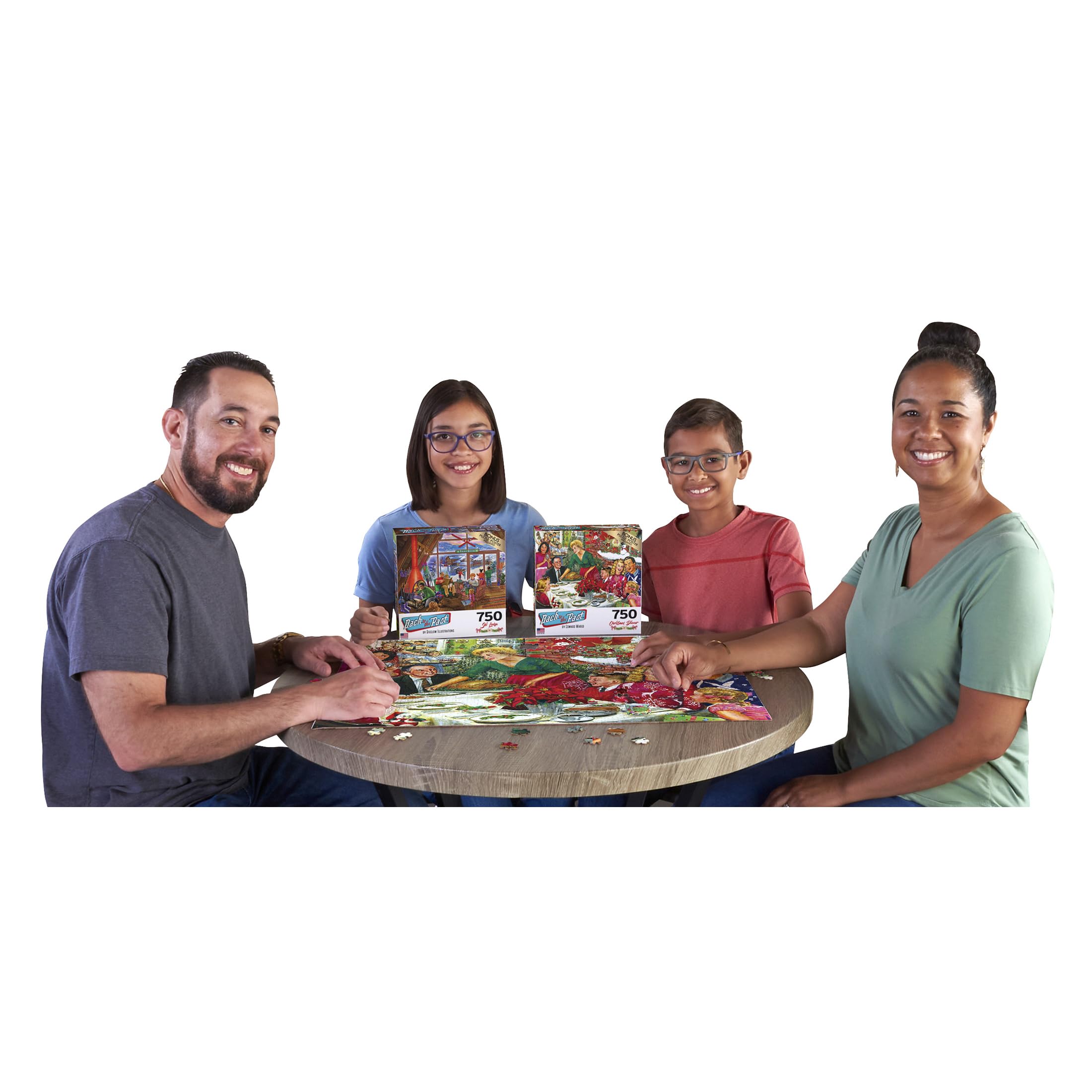 RoseArt Back to The Past Christmas Dinner 750-Piece Jigsaw Puzzle – Premium Quality with Poster