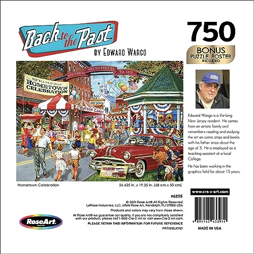 RoseArt Back to the Past Hometown Celebration 750-Piece Jigsaw Puzzle – Nostalgic 4th of July Scene