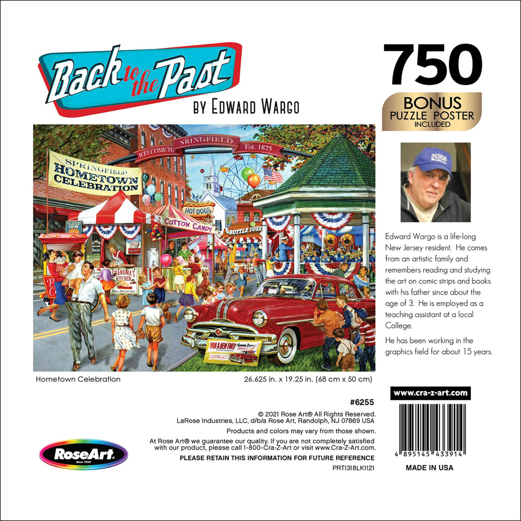 RoseArt Back to the Past Hometown Celebration 750-Piece Jigsaw Puzzle – Nostalgic 4th of July Scene