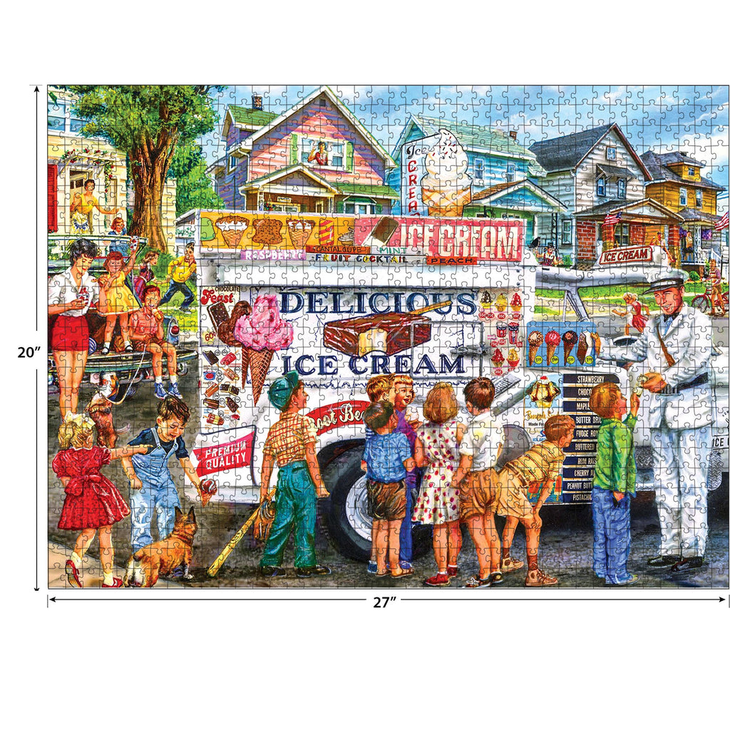 RoseArt Back to the Past Ice Cream Truck Day 1000-Piece Jigsaw Puzzle for Adults