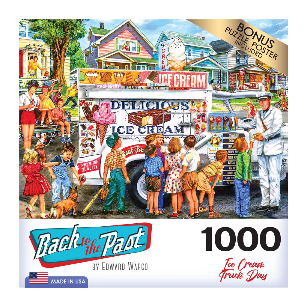 RoseArt Back to the Past Ice Cream Truck Day 1000-Piece Jigsaw Puzzle for Adults