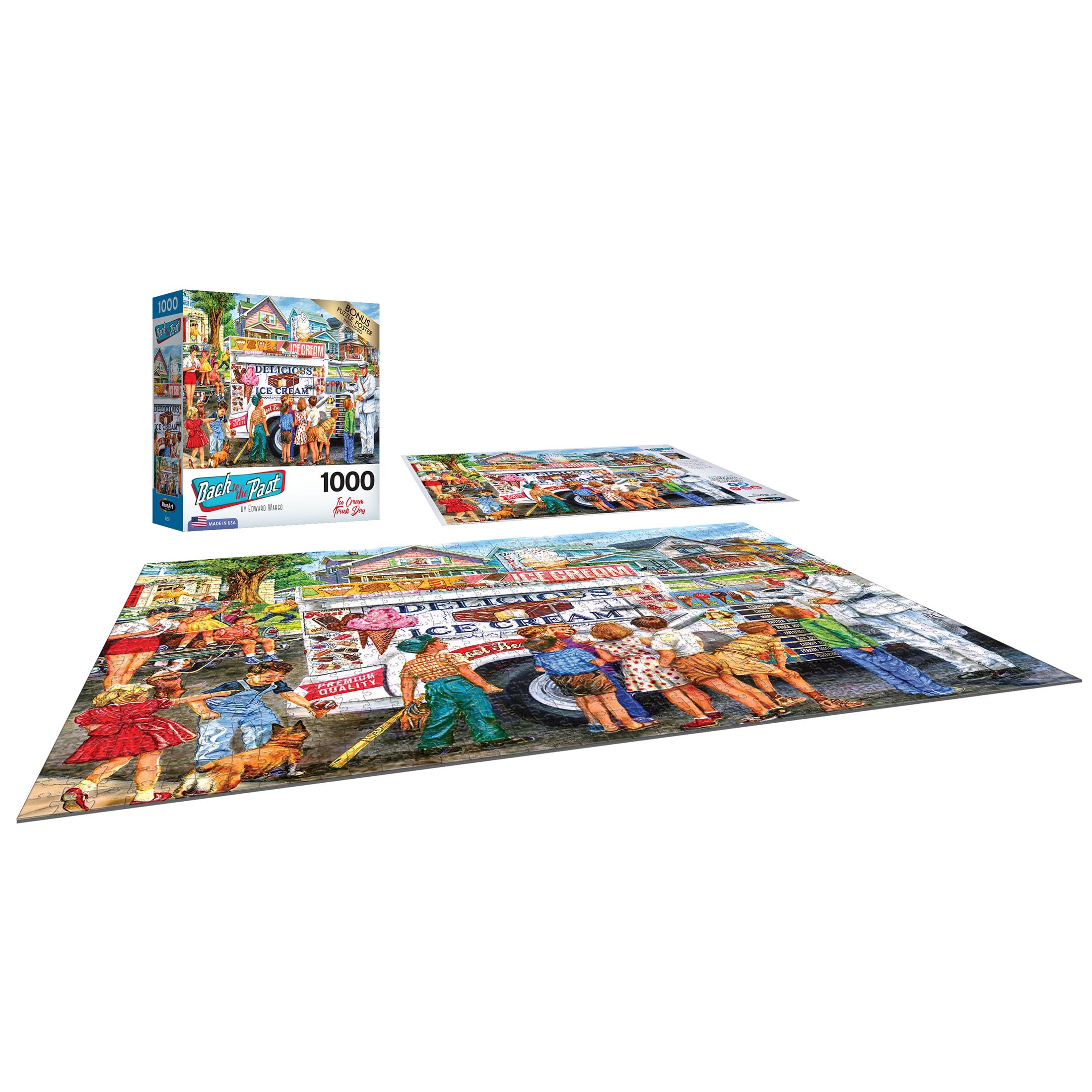 RoseArt Back to the Past Ice Cream Truck Day 1000-Piece Jigsaw Puzzle for Adults