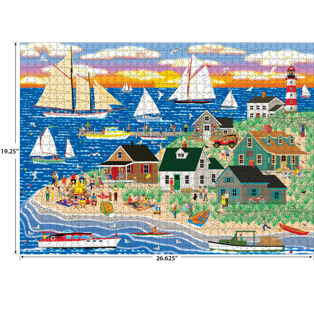 RoseArt Beach Bonfire Gathering 1000-Piece Jigsaw Puzzle for Adults – Recycled Materials & Bonus Poster