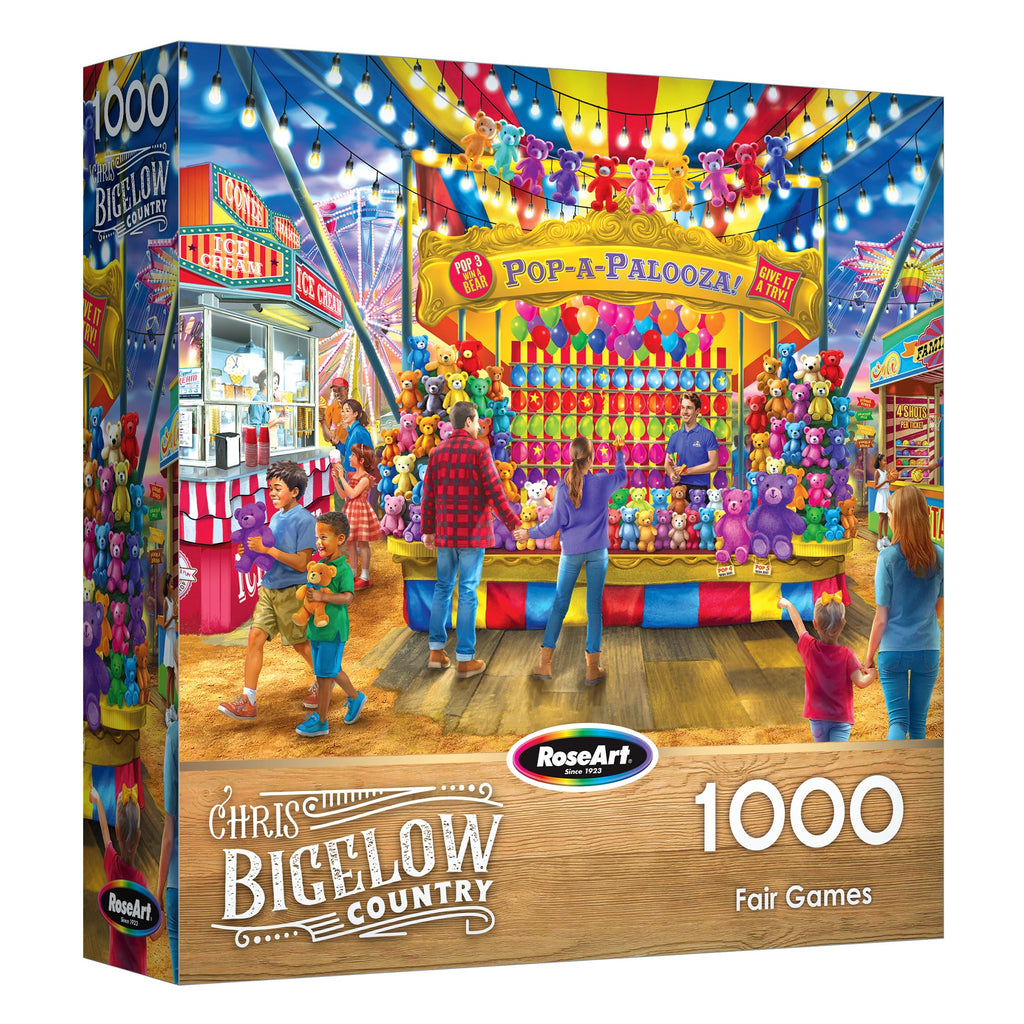 RoseArt Bigelow Country Fair Games 1000-Piece Jigsaw Puzzle – Carnival Pop-A-Palooza Scene