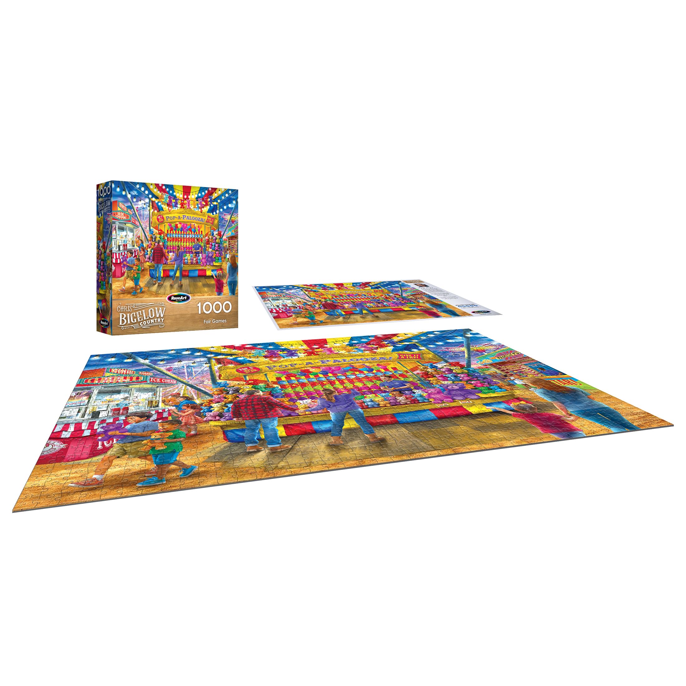 RoseArt Bigelow Country Fair Games 1000-Piece Jigsaw Puzzle – Carnival Pop-A-Palooza Scene