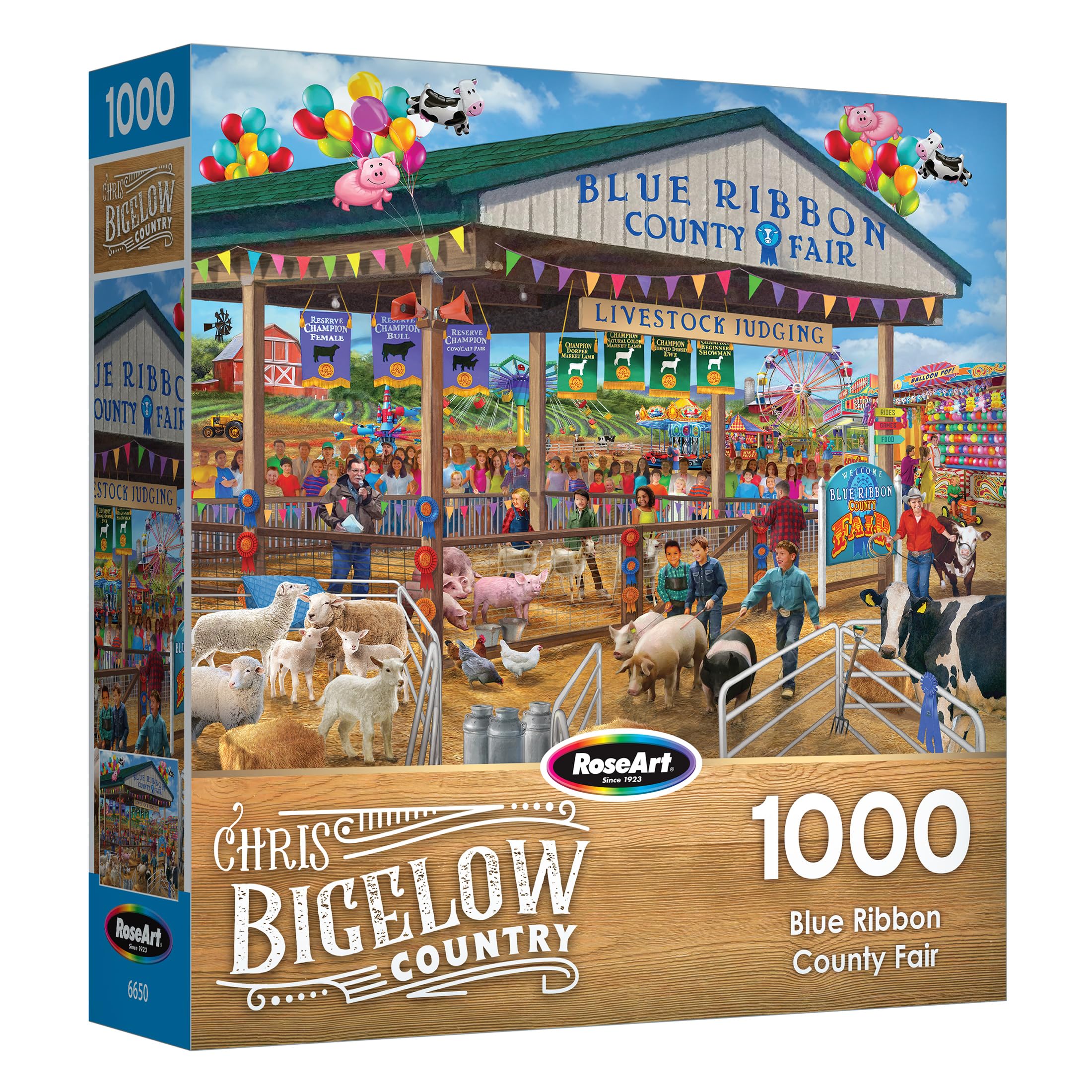 RoseArt Chris Bigelow 'Blue Ribbon County Fair' 1000-Piece Jigsaw Puzzle - 20x27 Inches, Recycled Materials
