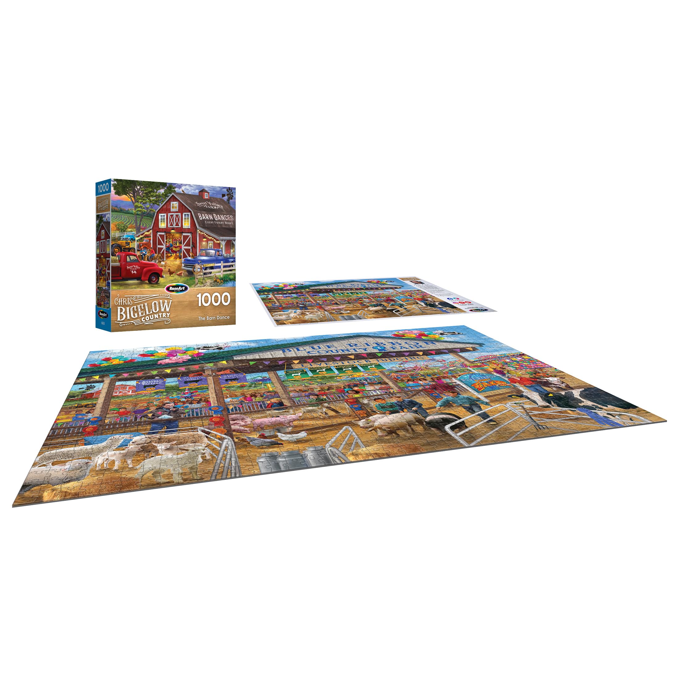RoseArt Chris Bigelow 'Blue Ribbon County Fair' 1000-Piece Jigsaw Puzzle - 20x27 Inches, Recycled Materials
