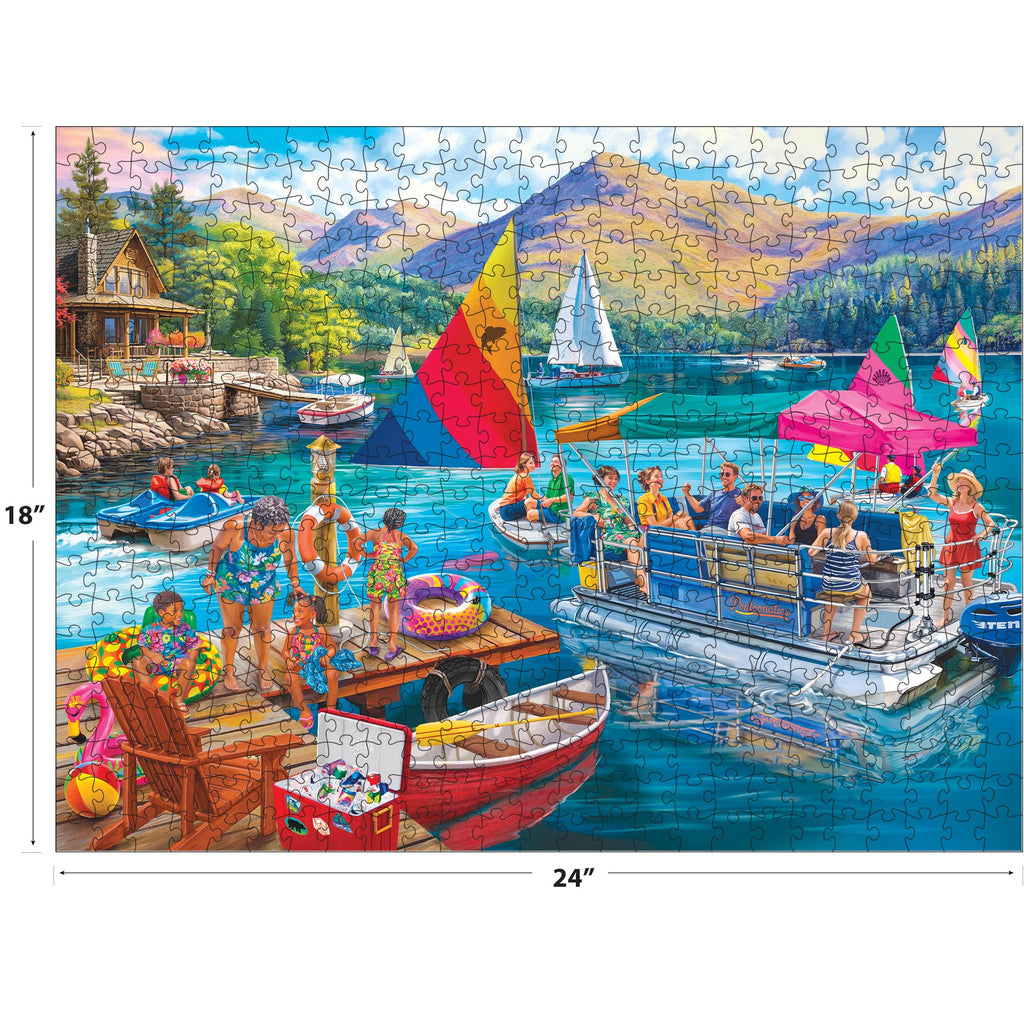 RoseArt Chris Bigelow Boater's Lake 500-Piece Jigsaw Puzzle – Summer Lake Scene for Adults