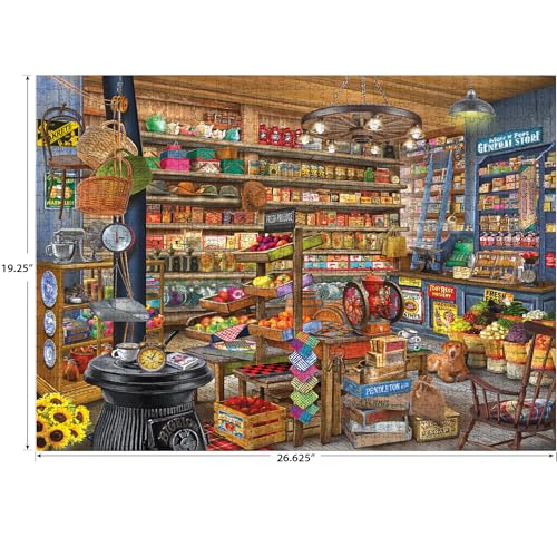 RoseArt Chris Bigelow Country Mom and Pops 1000 Piece Jigsaw Puzzle – Vintage General Store, 26.625 x 19.25 in., Made in USA
