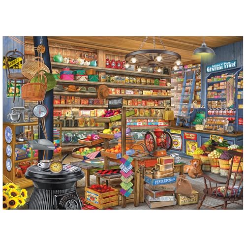 RoseArt Chris Bigelow Country Mom and Pops 1000 Piece Jigsaw Puzzle – Vintage General Store, 26.625 x 19.25 in., Made in USA