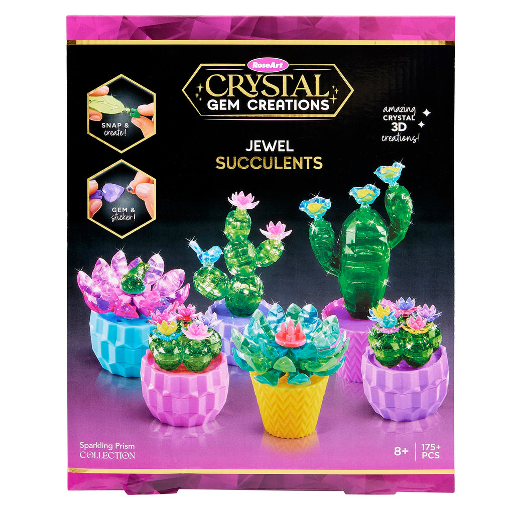 RoseArt Crystal Gem Creations Jewel Succulents Kit – 175+ Pieces Crystal Building Set for Ages 8+
