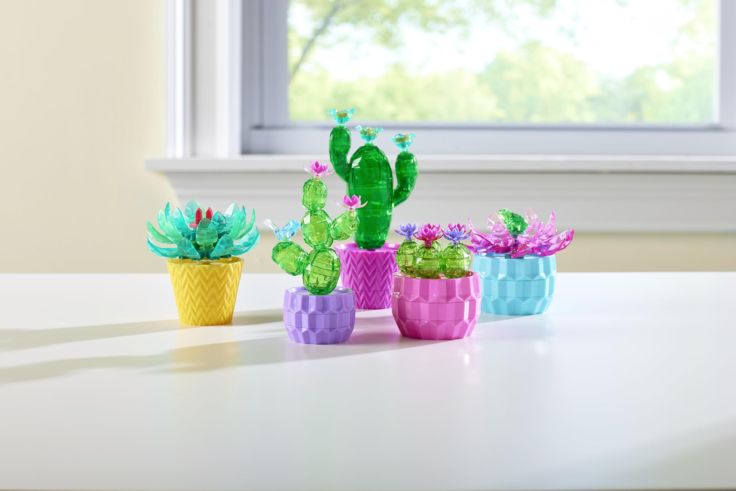 RoseArt Crystal Gem Creations Jewel Succulents Kit – 175+ Pieces Crystal Building Set for Ages 8+