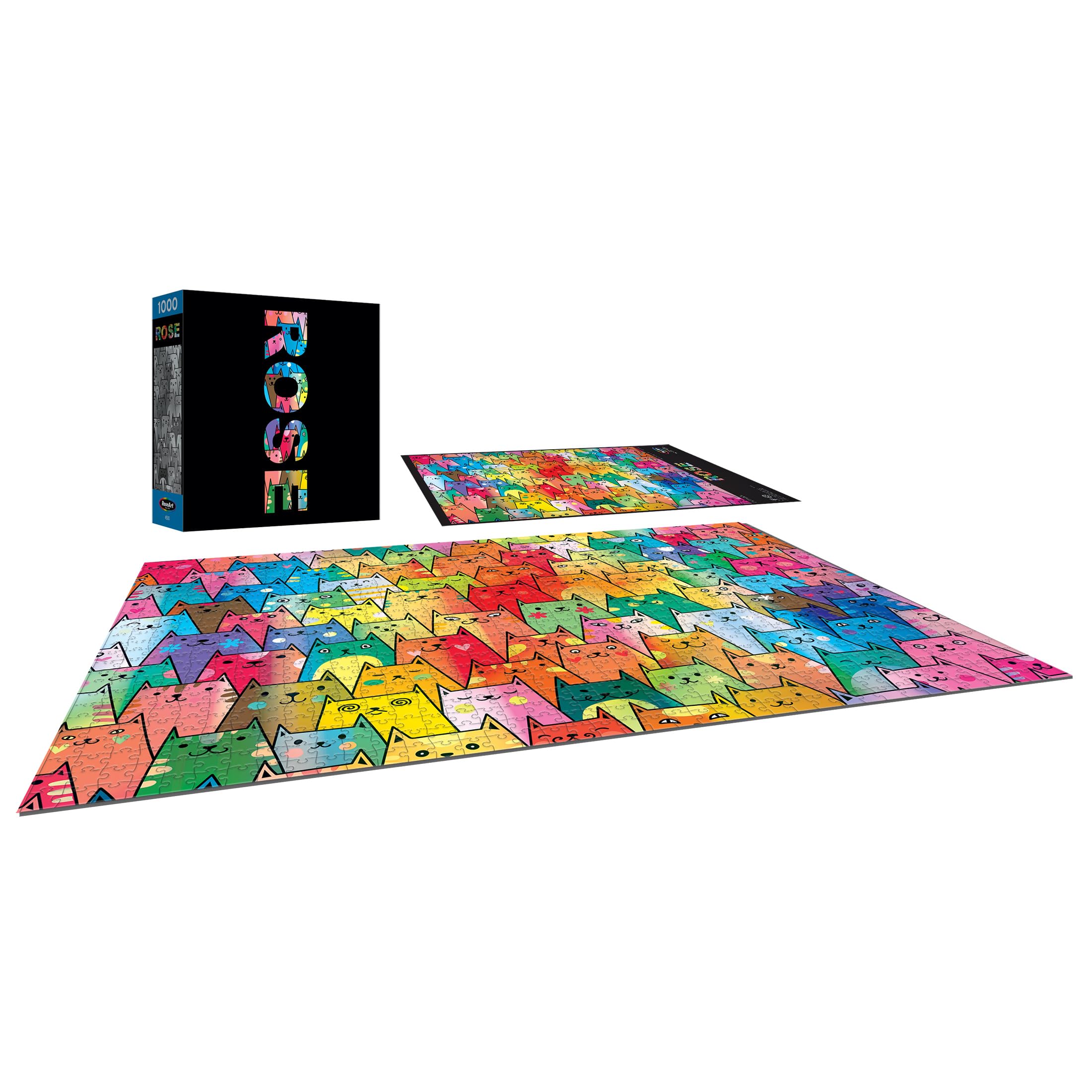 RoseArt Cute Colorful Cats 1000 Piece Jigsaw Puzzle for Adults – Premium Quality with Bonus Poster