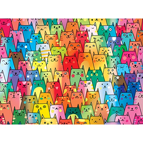RoseArt Cute Colorful Cats 1000 Piece Jigsaw Puzzle for Adults – Premium Quality with Bonus Poster