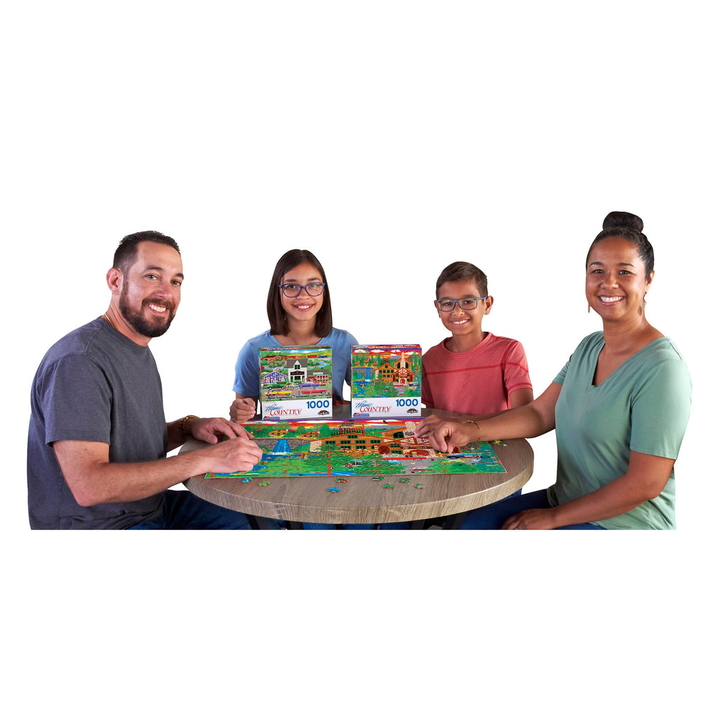 RoseArt Dozing Bear Lodge 1000-Piece Jigsaw Puzzle – Americana Cabin Scene by Mark Frost