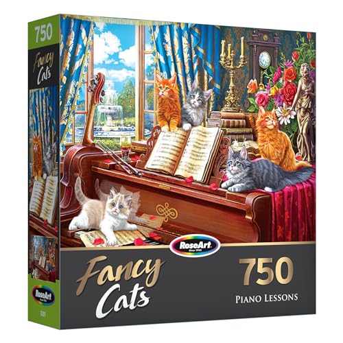 RoseArt Fancy Cats Piano Lessons 750-Piece Jigsaw Puzzle for Adults