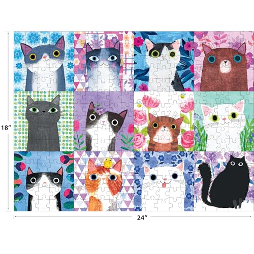 RoseArt Floral Cats 300-Piece Jigsaw Puzzle – Planet Cat Series for Adults